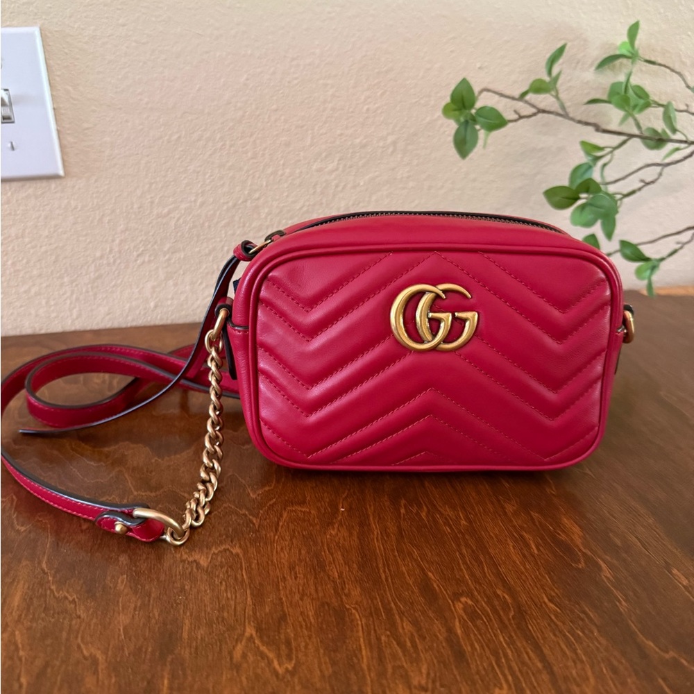Gucci Red Chevron Crossbody Bag
